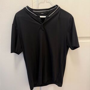 Theory Black Short Sleeve Men's Tee with Collar Detail
